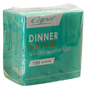 Dark Green Quilted Dinner QTR Fold