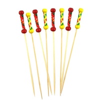 Decorated Pick Colour Ends Woven 12cm (Red & Yellow) pkt/100