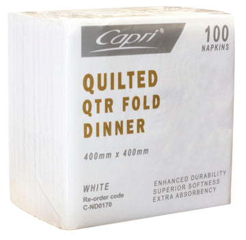 White Quilted Dinner QTR Fold
